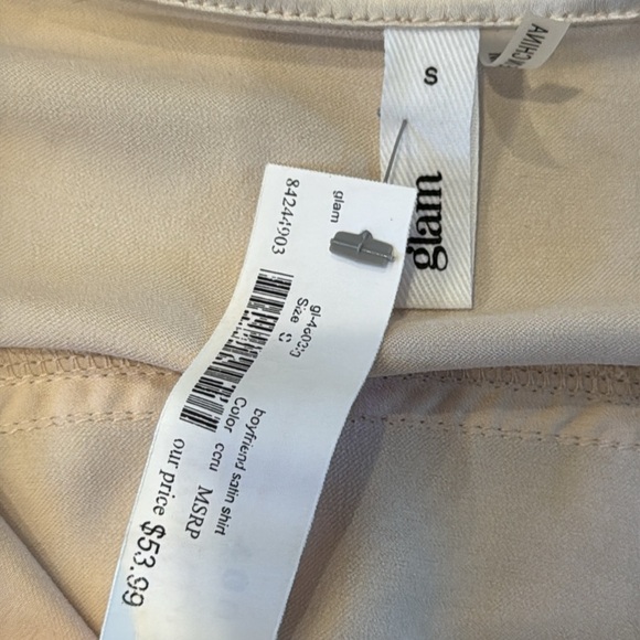 NWT Glam Women’s Silk Satin Button-Up Shirt Size Small - Picture 6 of 8